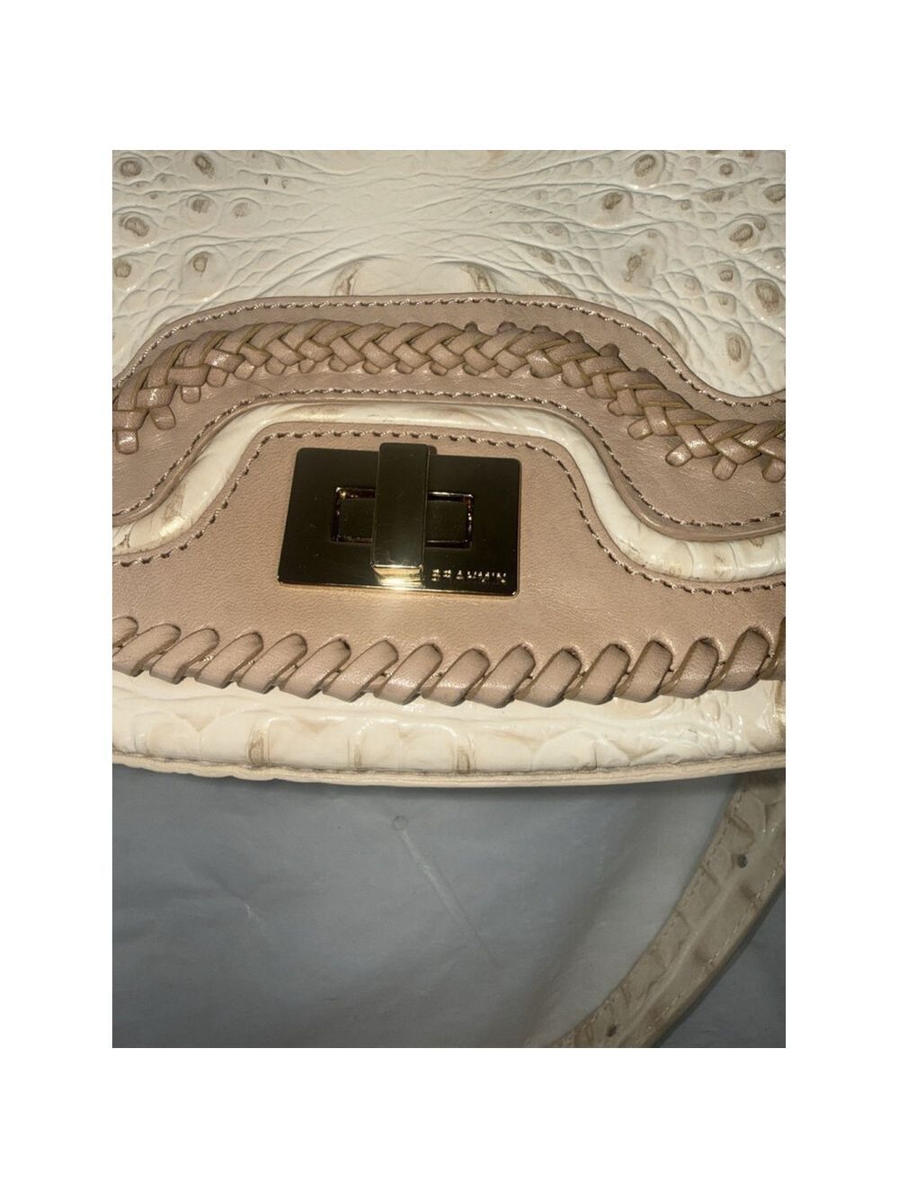 SUNGLOW DALTON Brahmin SONNY Ivory Sand WHIPSTITCH Flap SADDLE BAG Crossbody - Picture 14 of 15